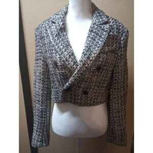 Forever 21 cropped jacket Blazer multicolor black gold metallic lined girls larg